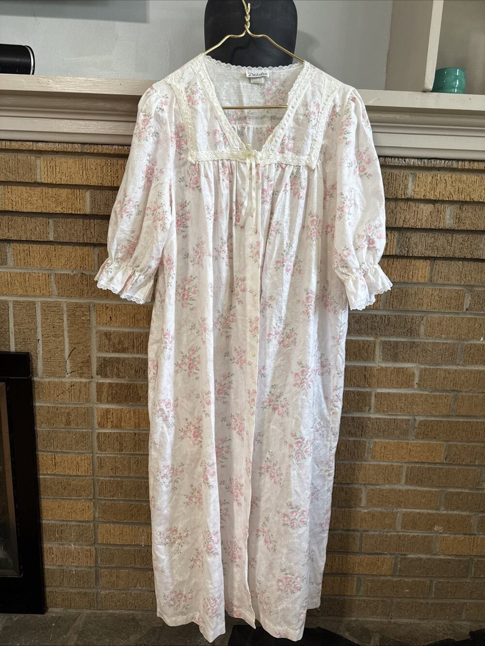 VTG Deidre Women’s Floral Nightgown Size XL Embroidered Cottagecore Prairie Lace
